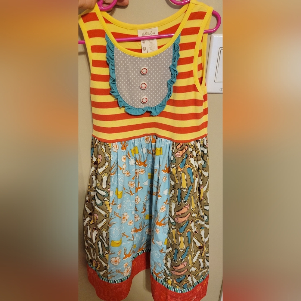 Matilda Jane Ode To Shoes, Sz 8, Red Yellow, Teal, Multi.